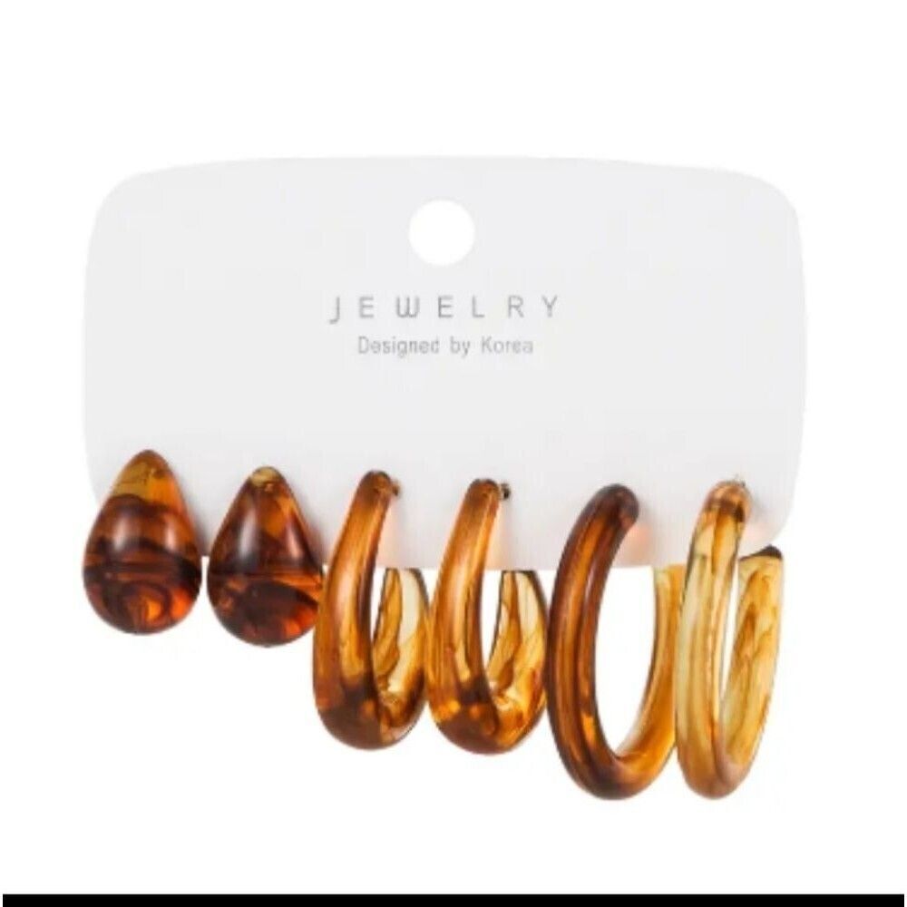 BROWN resin chunky hoop earrings